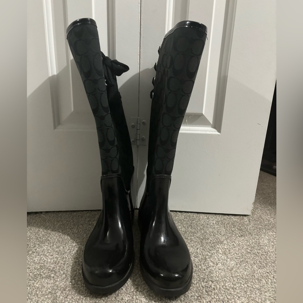 Coach Lace up rain boots, Coach insignia rain boots, Coach rain boots, Choach